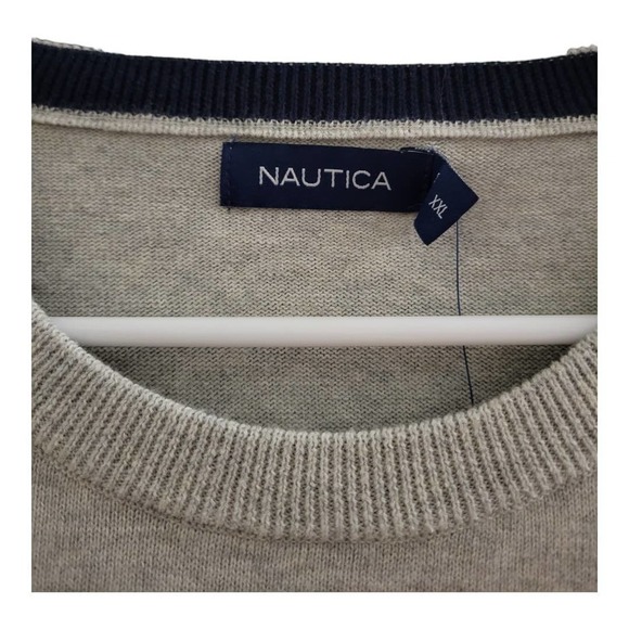 NEW Men's Nautica Solid Gray Sweater with Ribbed Collar (Size XXL) - Picture 3 of 6
